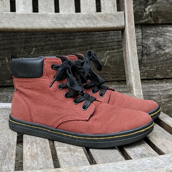 red canvas doc martens